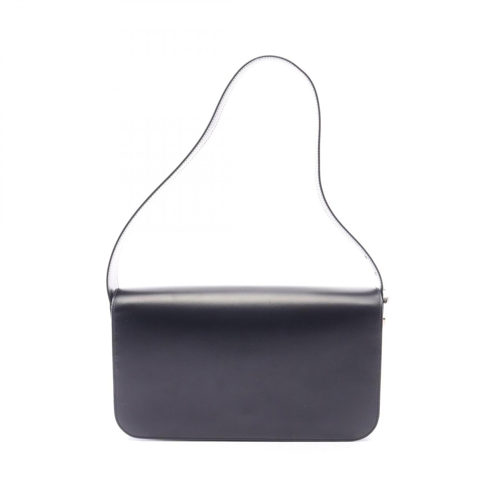 Handbag Leather Shoulder Cartier Bag: Handbag Leather Shoulder Cartier Bag Black leather shoulder bag from Cartier, featuring a sleek design with a few traces of usage visible. The bag has some scratches and dirt but remains in very good