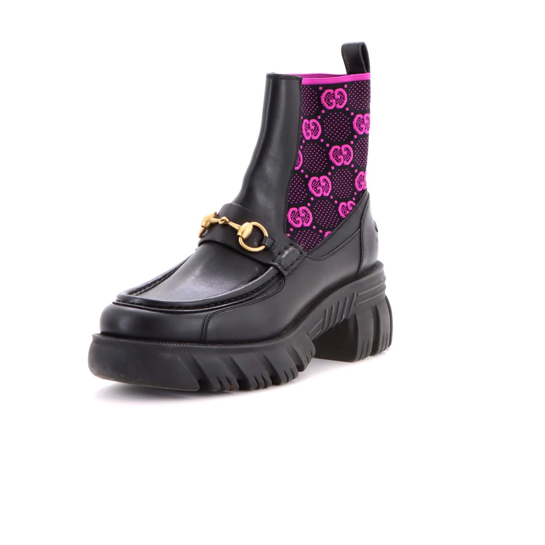 Gucci Women's Quebec Horsebit Chelsea Boots Leather with GG Elastic (1 of 6)