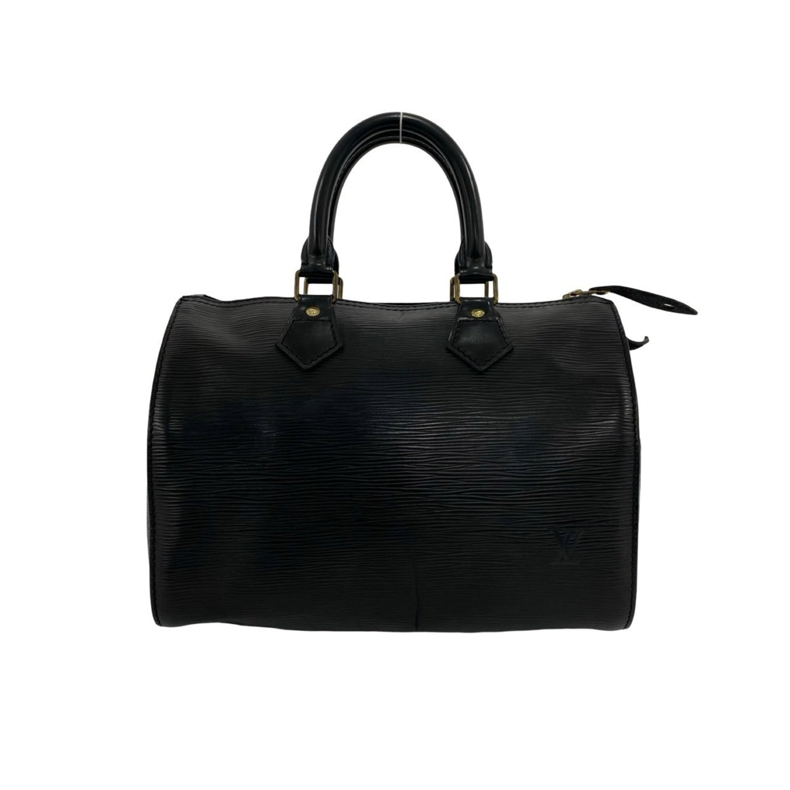 Louis Vuitton Boston Bag Handbag Leather: Louis Vuitton Boston Bag Handbag Leather Black leather Louis Vuitton Boston Bag with visible traces of usage and minor scratches, offering a unique blend of style and wear. This pre-owned handbag
