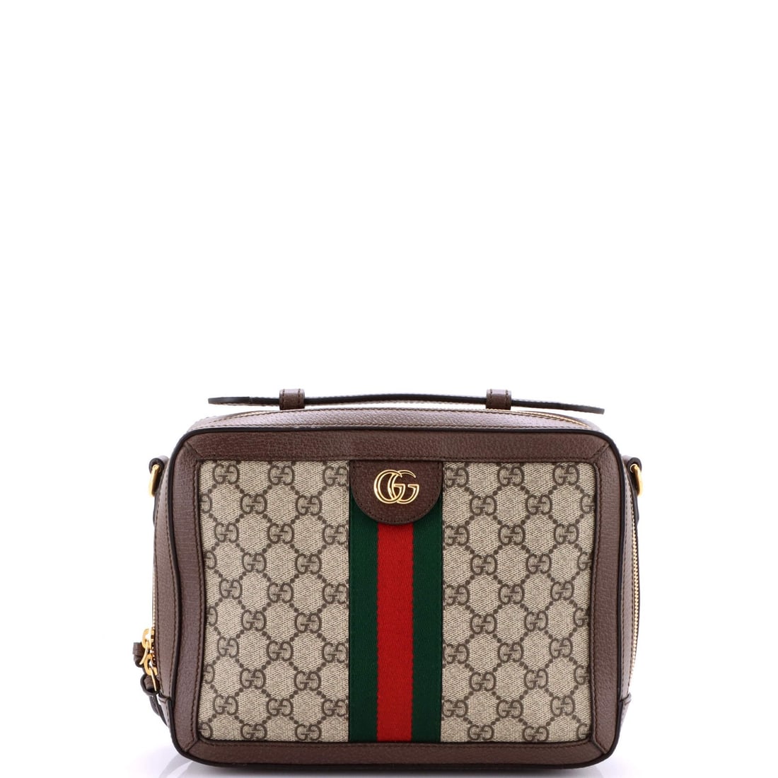 Zip around bag camera small Gucci GG coated canvas: Zip around bag camera small Gucci GG coated canvas Small Gucci GG Coated Canvas Zip Around Camera Bag in Brown. This stylish shoulder bag features a zip-around design and coated canvas exterior with