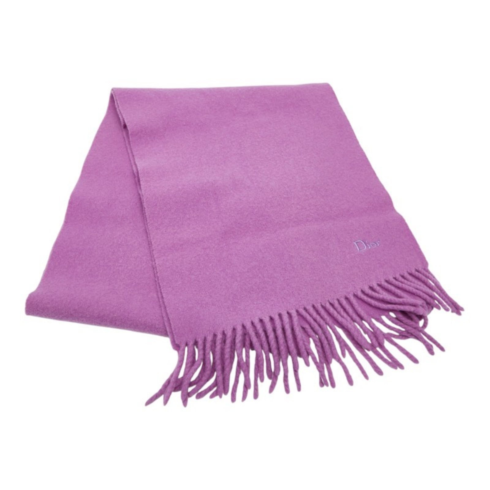 Stole by Christian Dior: Stole by Christian Dior Purple wool stole by Christian Dior, measuring 1.54m x 28cm, features traces of usage with minor scratches and dirt. The stole's condition is generally good despite showing sig