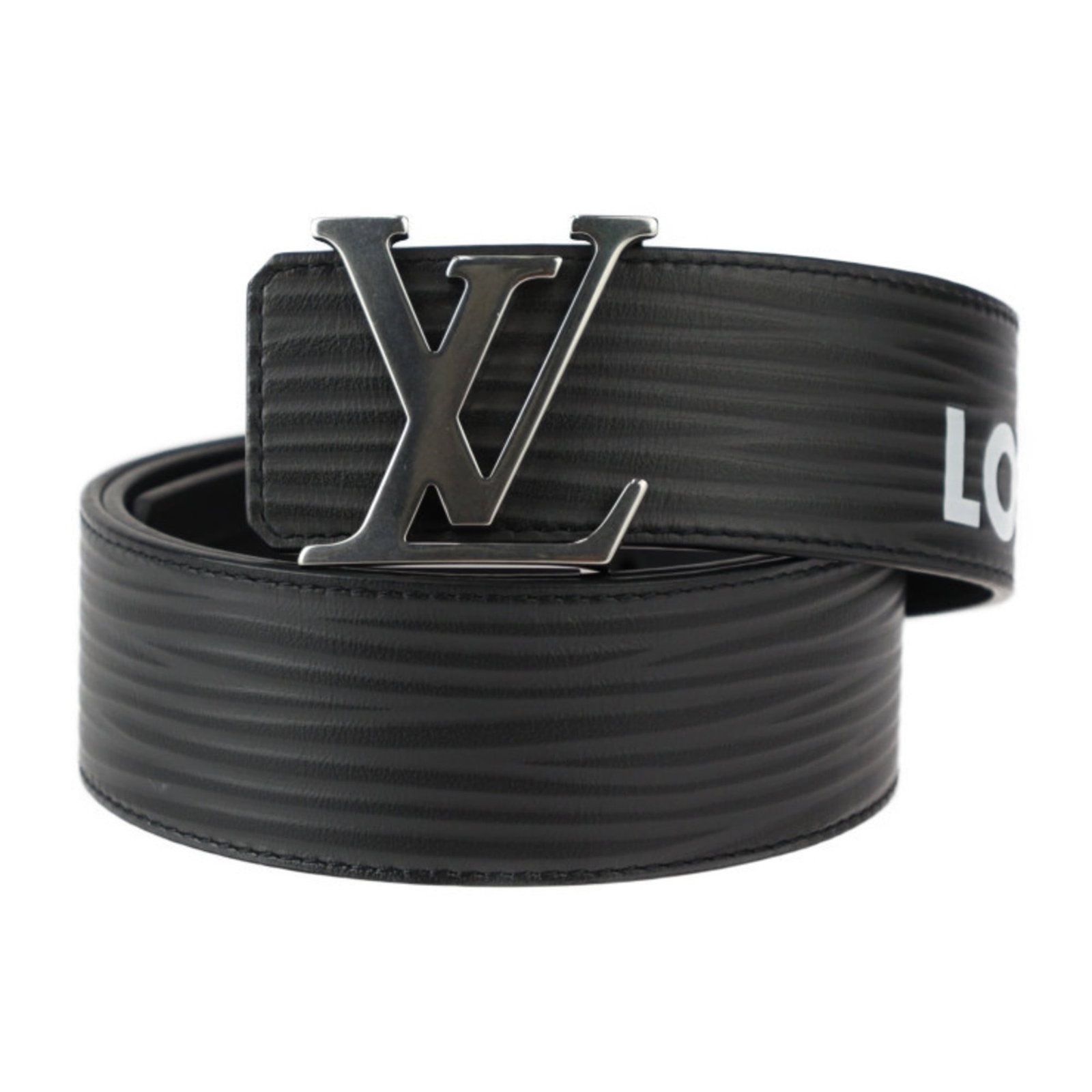 Standard Belt by Louis Vuitton: Standard Belt by Louis Vuitton Black leather standard belt with monogram embellishment, featuring five adjustable holes for a customizable fit. The classic design boasts a timeless look that suits bot