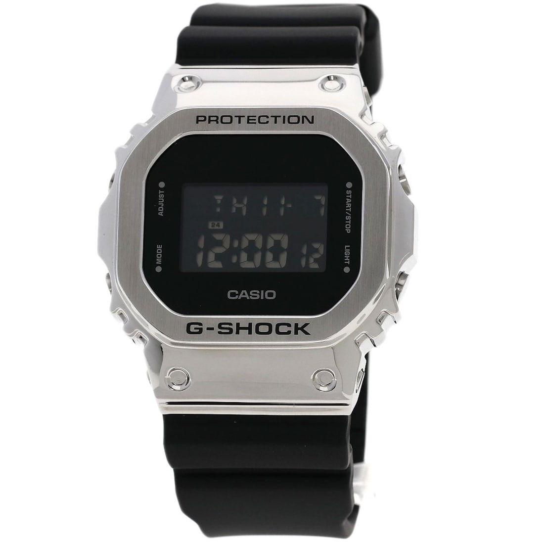 G Shock Watches Gm-5600 Stainless Steel Rubber: G Shock Watches Gm-5600 Stainless Steel Rubber Stainless steel construction and silver bezel make for a sleek, modern look. The G Shock watch features an analog display, quartz movement, and water res