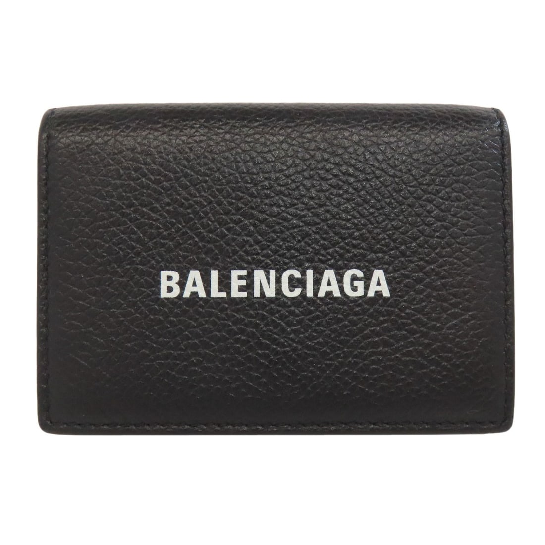 Balenciaga 594312 Logo Tri-Fold Wallet Bifold Wallet With Coin Pocket: Balenciaga 594312 Logo Tri-Fold Wallet Bifold Wallet With Coin Pocket Black leather bifold wallet with coin pocket from Balenciaga, featuring a classic tri-fold design. The sleek black exterior and