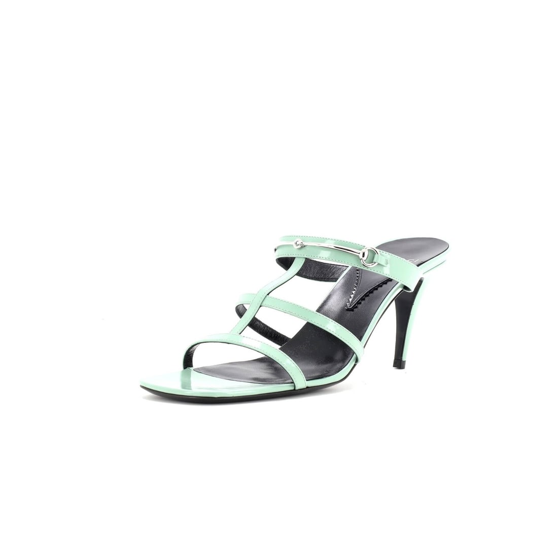Women's Gucci Leather Horsebit Heeled Sandals Cage: Women's Gucci Leather Horsebit Heeled Sandals Cage Women's Gucci Leather Horsebit Heeled Sandals Cage in excellent condition, featuring green leather upper and black interior, with silver hardware.