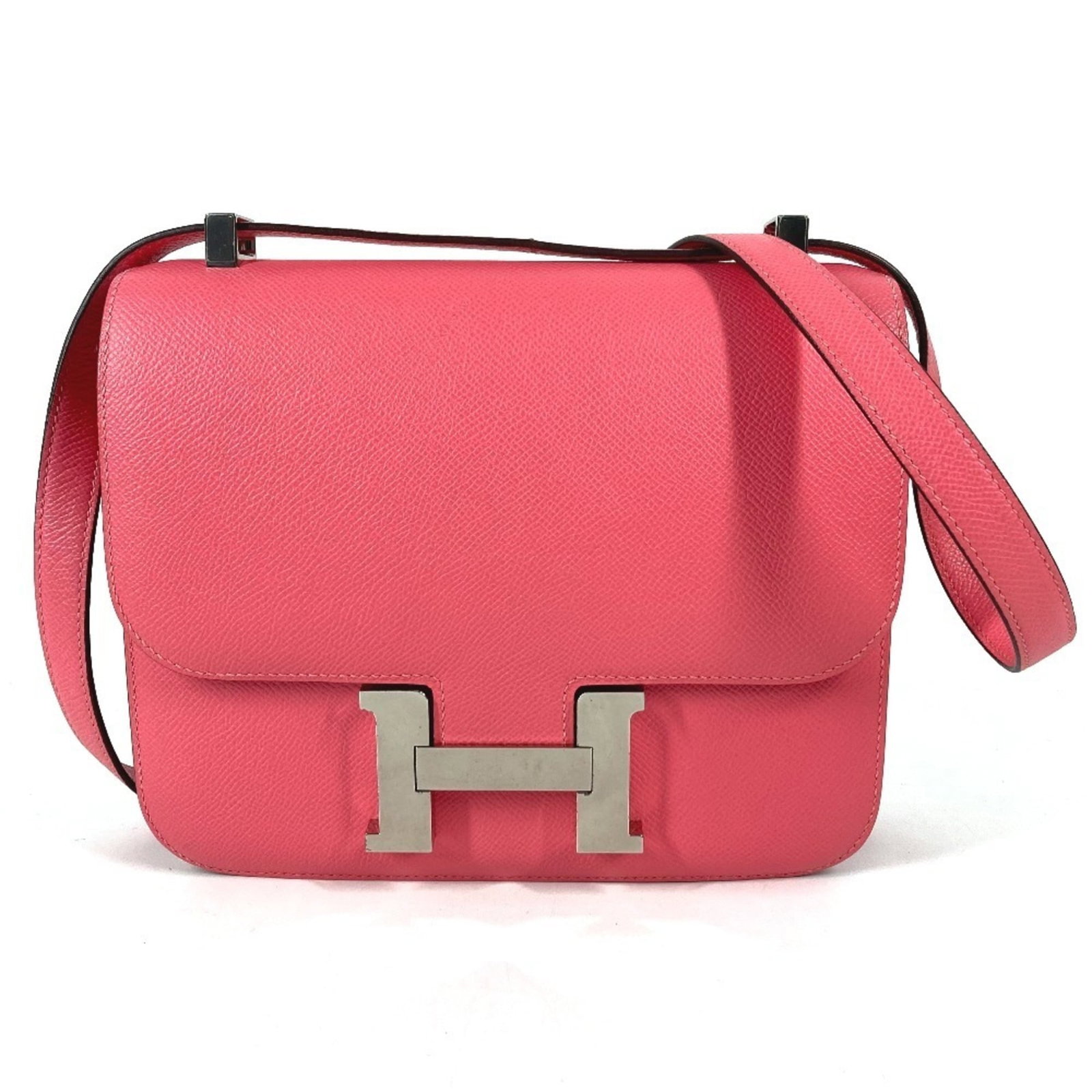 Epsom Leather Shoulder Bag Hermes Pochette: Epsom Leather Shoulder Bag Hermes Pochette Epsom Leather Shoulder Bag in Rose Azalee Pink - A stylish and elegant accessory from the iconic Herm?s brand. This pochette features a unique Epsom leather 