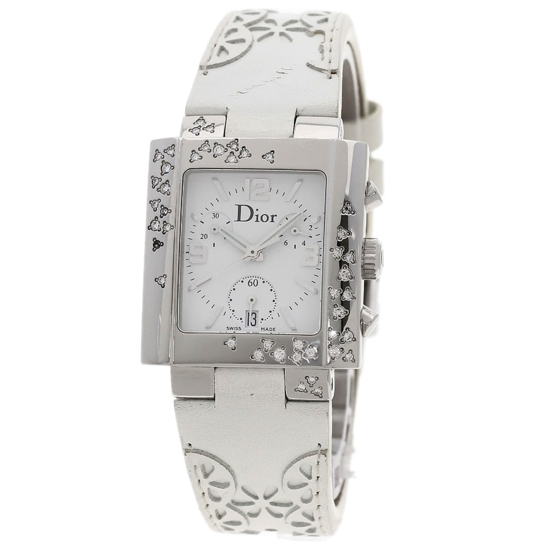 Diamond Bezel Watches Dior Riva Christian D81-101 Stainless Steel: Diamond Bezel Watches Dior Riva Christian D81-101 Stainless Steel Silver stainless steel case with a striking silver bezel, this Dior Riva Christian D81-101 watch stands out for its sleek design and c
