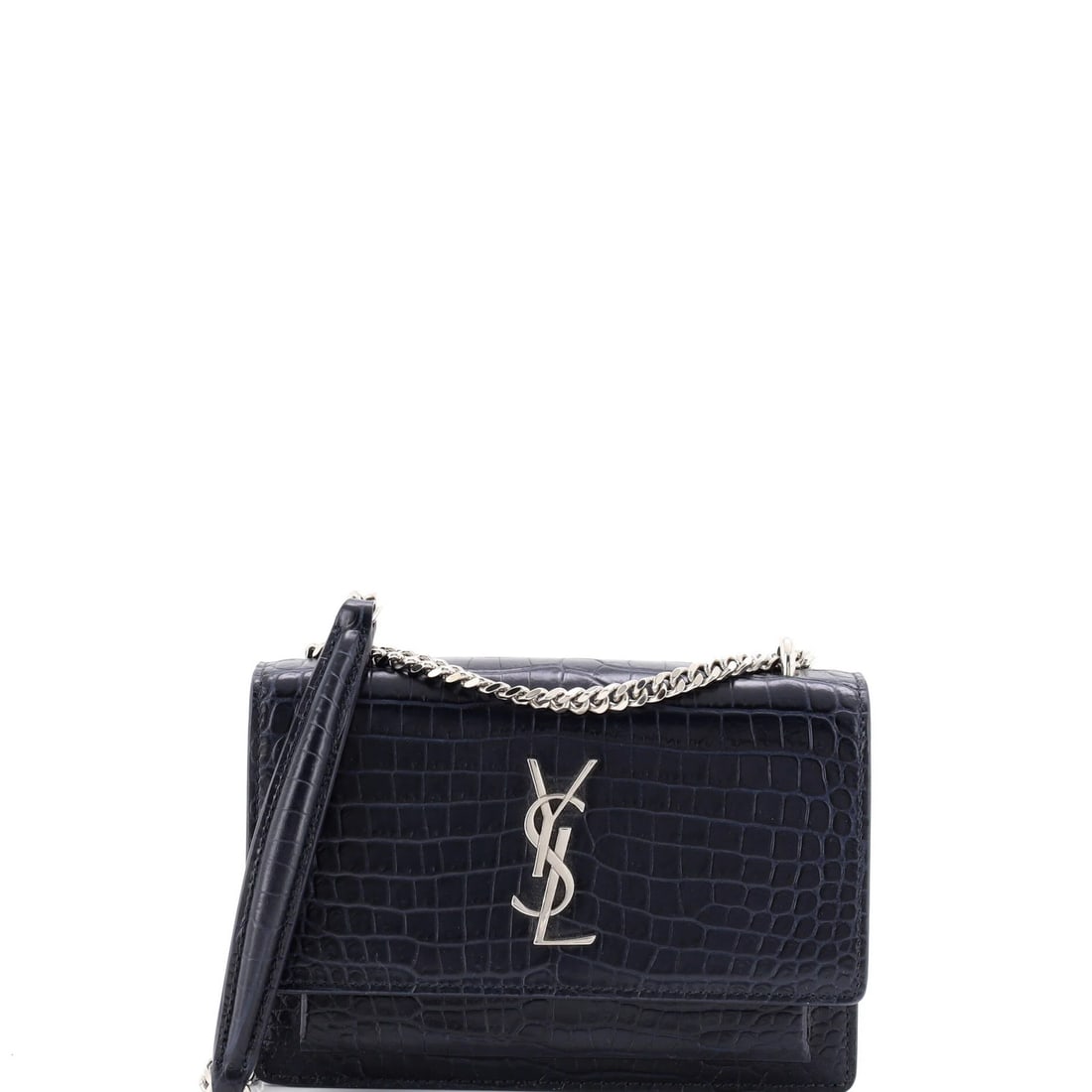 Saint Laurent Sunset Chain Wallet Crocodile Embossed Leather (1 of 6)