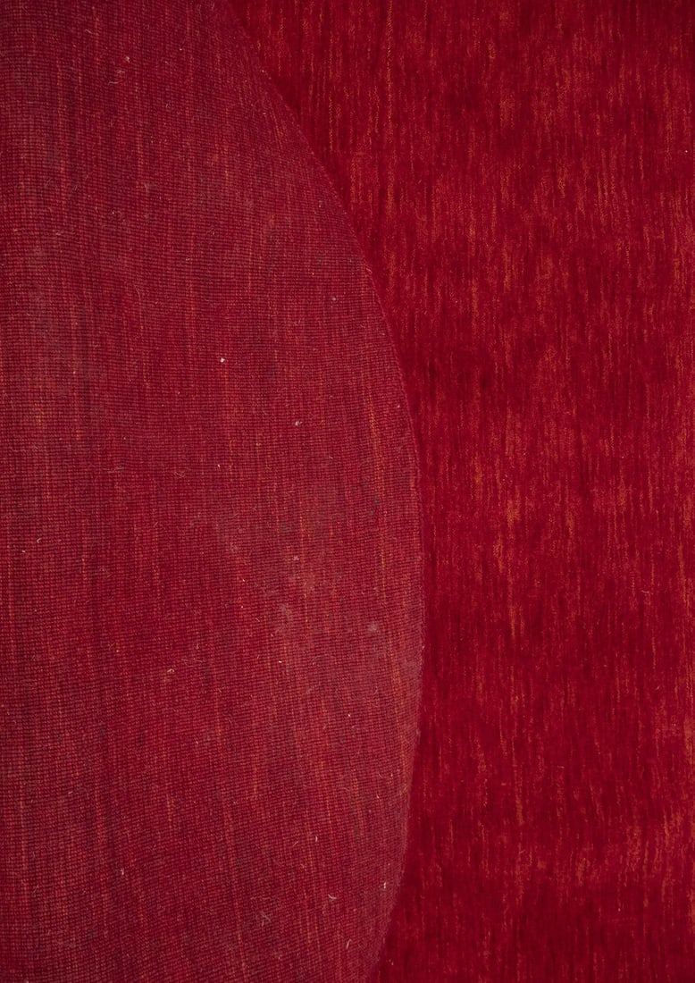 Hand Loomed Gabbeh Wool Rug Solid Round Red Oriental Carpet - 11