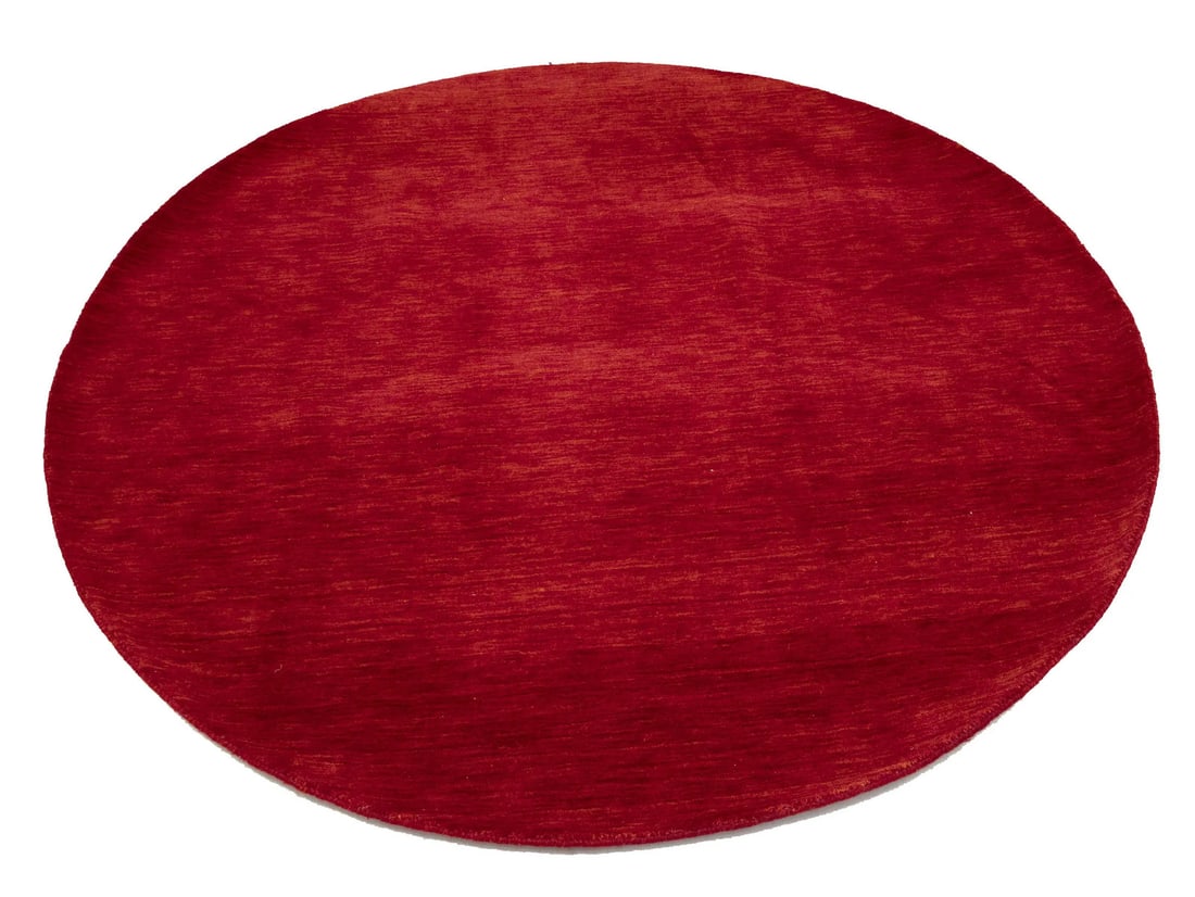 Hand Loomed Gabbeh Wool Rug Solid Round Red Oriental Carpet - 4