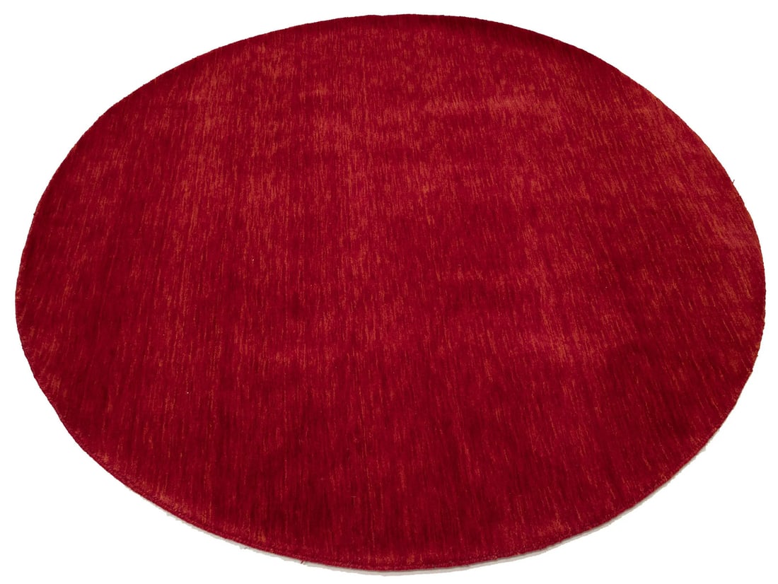 Hand Loomed Gabbeh Wool Rug Solid Round Red Oriental Carpet - 5