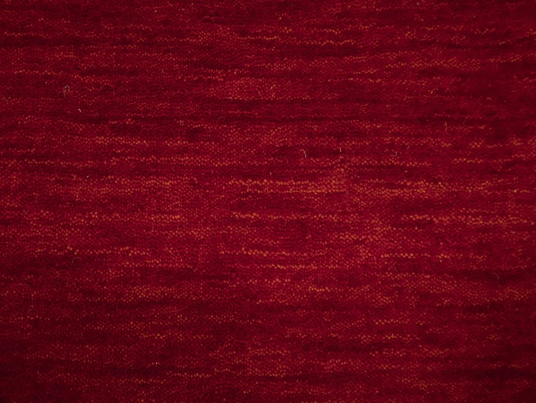 Hand Loomed Gabbeh Wool Rug Solid Round Red Oriental Carpet - 6