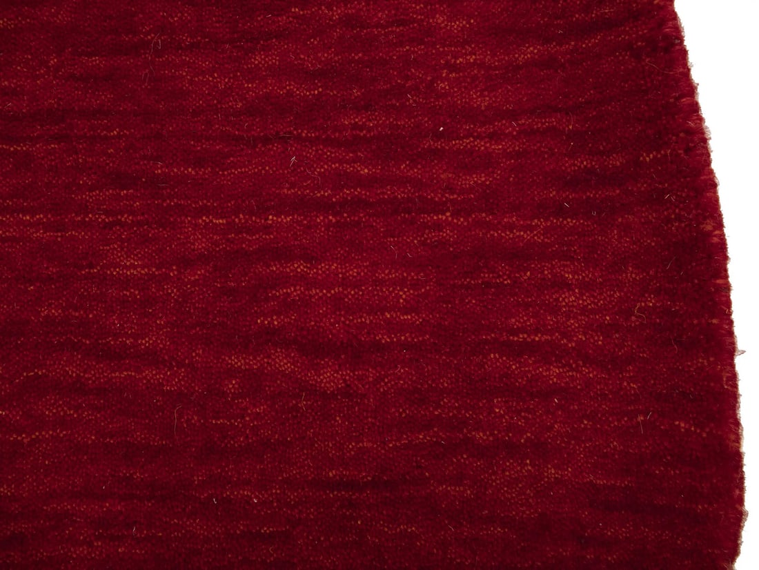 Hand Loomed Gabbeh Wool Rug Solid Round Red Oriental Carpet - 7