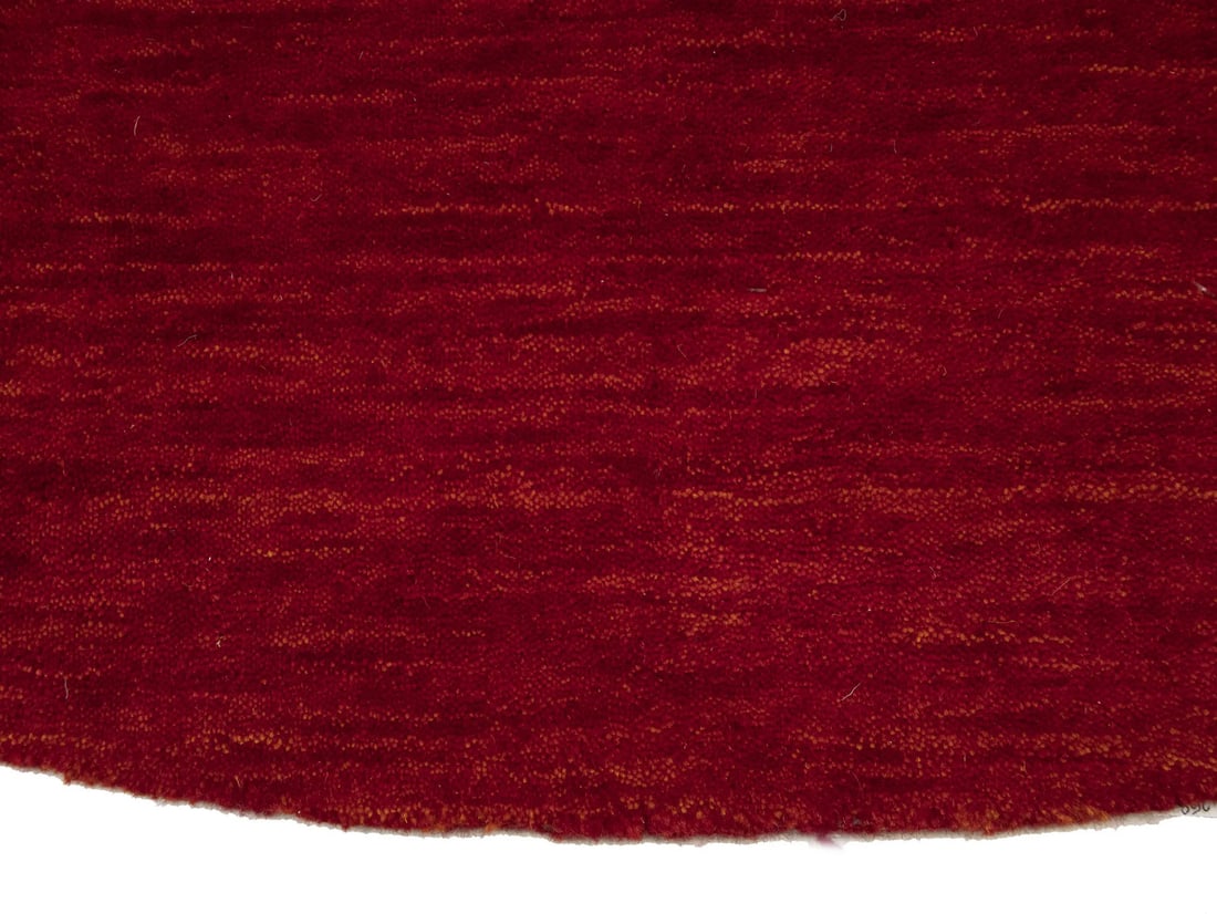 Hand Loomed Gabbeh Wool Rug Solid Round Red Oriental Carpet - 8