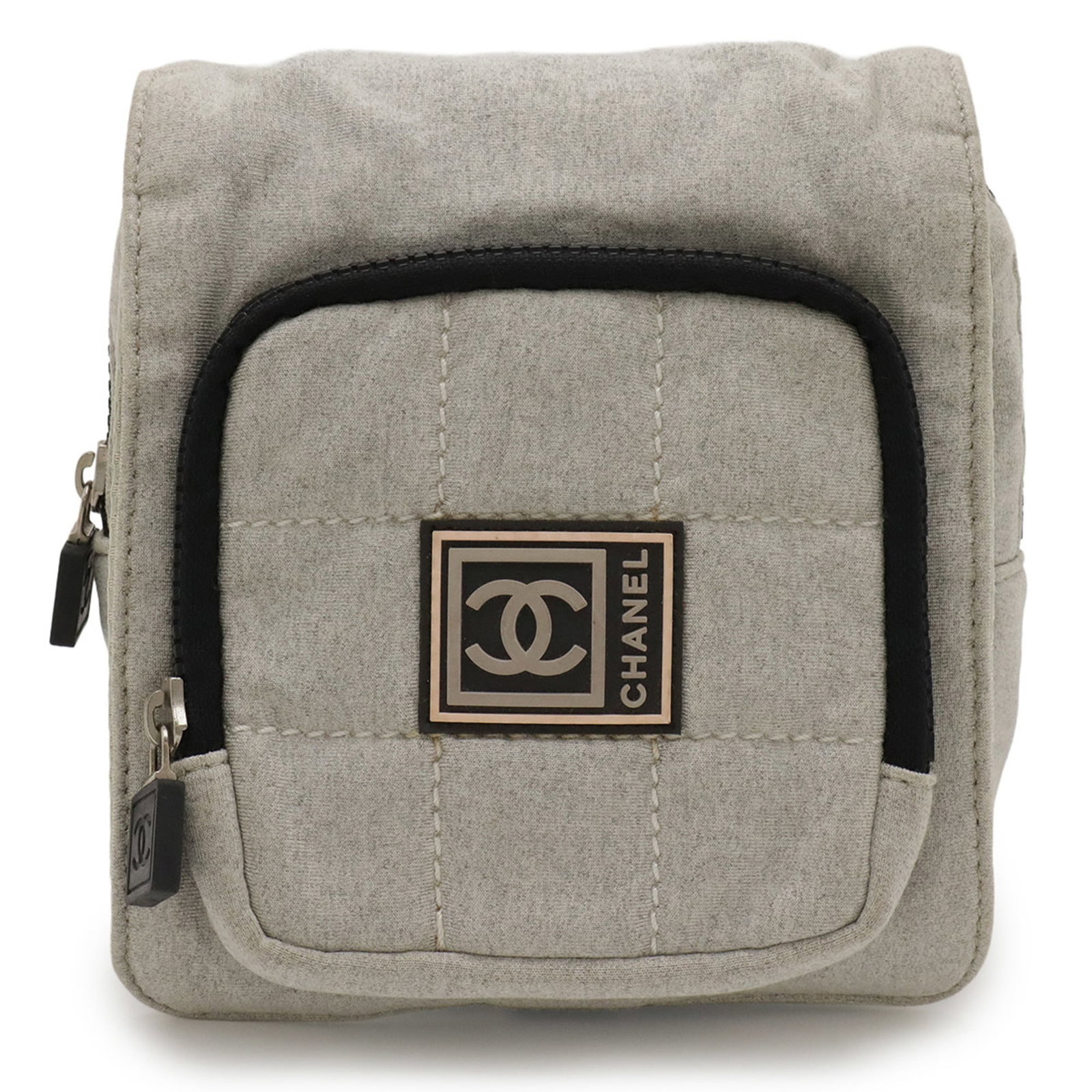 Cotton Chanel Pouch Sling Bag: Cotton Chanel Pouch Sling Bag Cotton Chanel Pouch Sling Bag in Gray. Made from cotton, this sling bag features a classic design with a 16cm x 16cm x 4cm size and an adjustable strap length of 81cm. Th