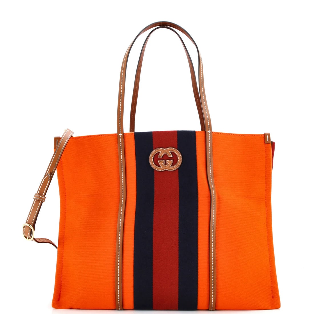 Canvas Large Interlocking Web Tote Gucci