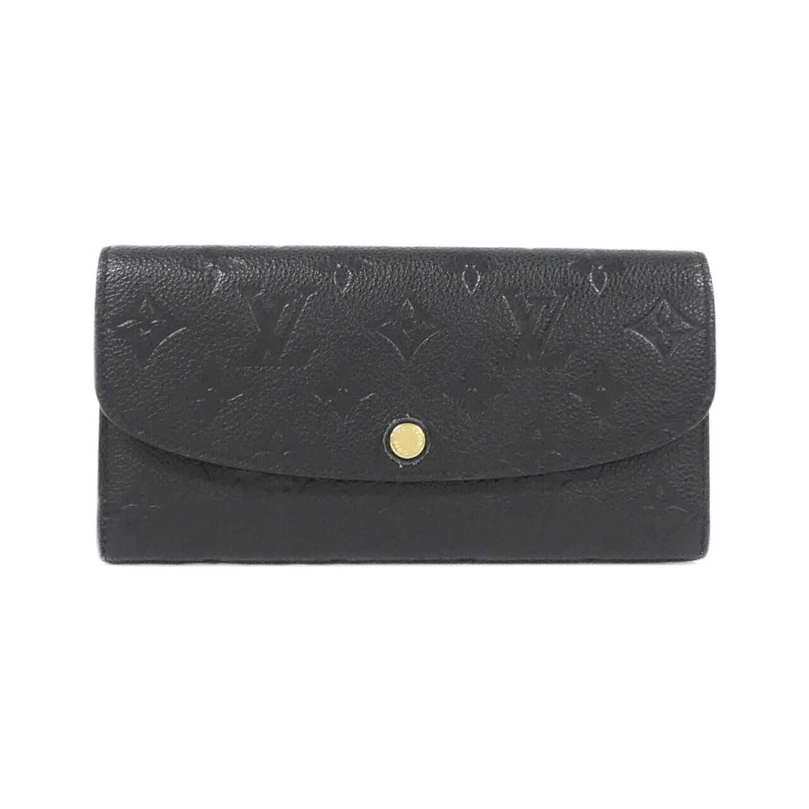 Vuitton Monogram Leather Bi Fold Long Wallet: Vuitton Monogram Leather Bi Fold Long Wallet Used Louis Vuitton Monogram Leather Bi Fold Long Wallet in black, featuring the iconic Empreinte monogram pattern. This bi-fold wallet has a classic
