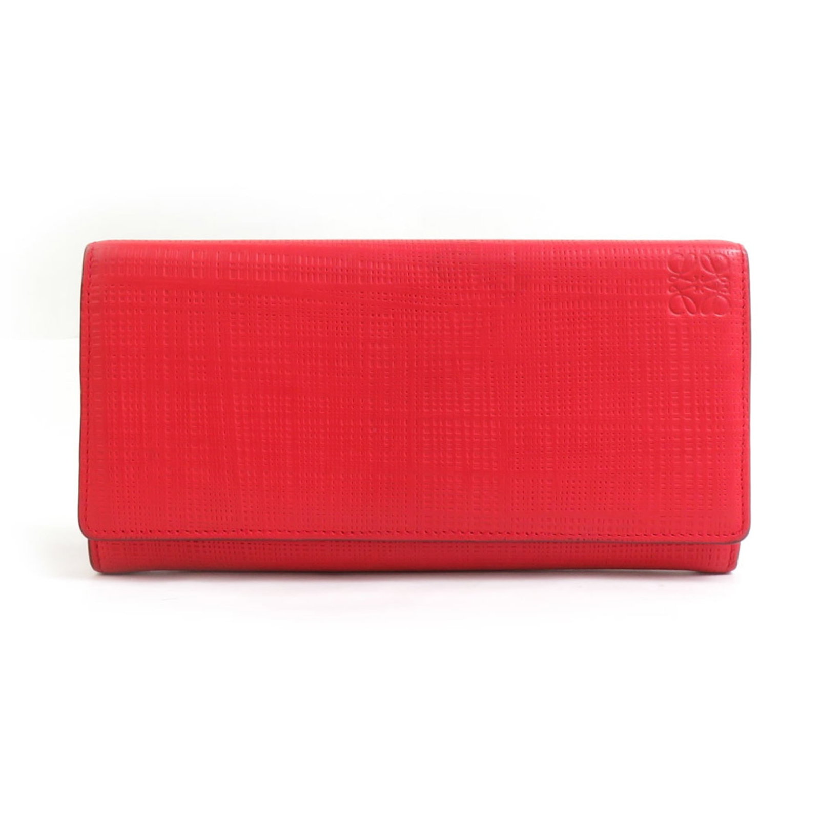 Loewe Long Wallet (Bi-Fold) Leather: Loewe Long Wallet (Bi-Fold) Leather Red Loewe Long Wallet (Bi-Fold) Leather, featuring a classic bi-fold design with a rich red leather exterior. The wallet measures 9.5cm x 19cm x 3cm and shows