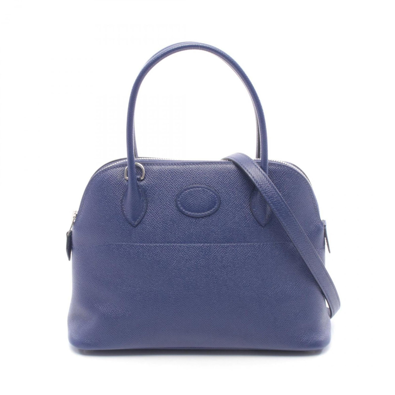 Hermes leather handbag from Epsom: Hermes leather handbag from Epsom Epsom leather handbag from Hermes, featuring blue color and silver hardware. This used handbag has some scratches and dirt, but remains in very good condition with a 