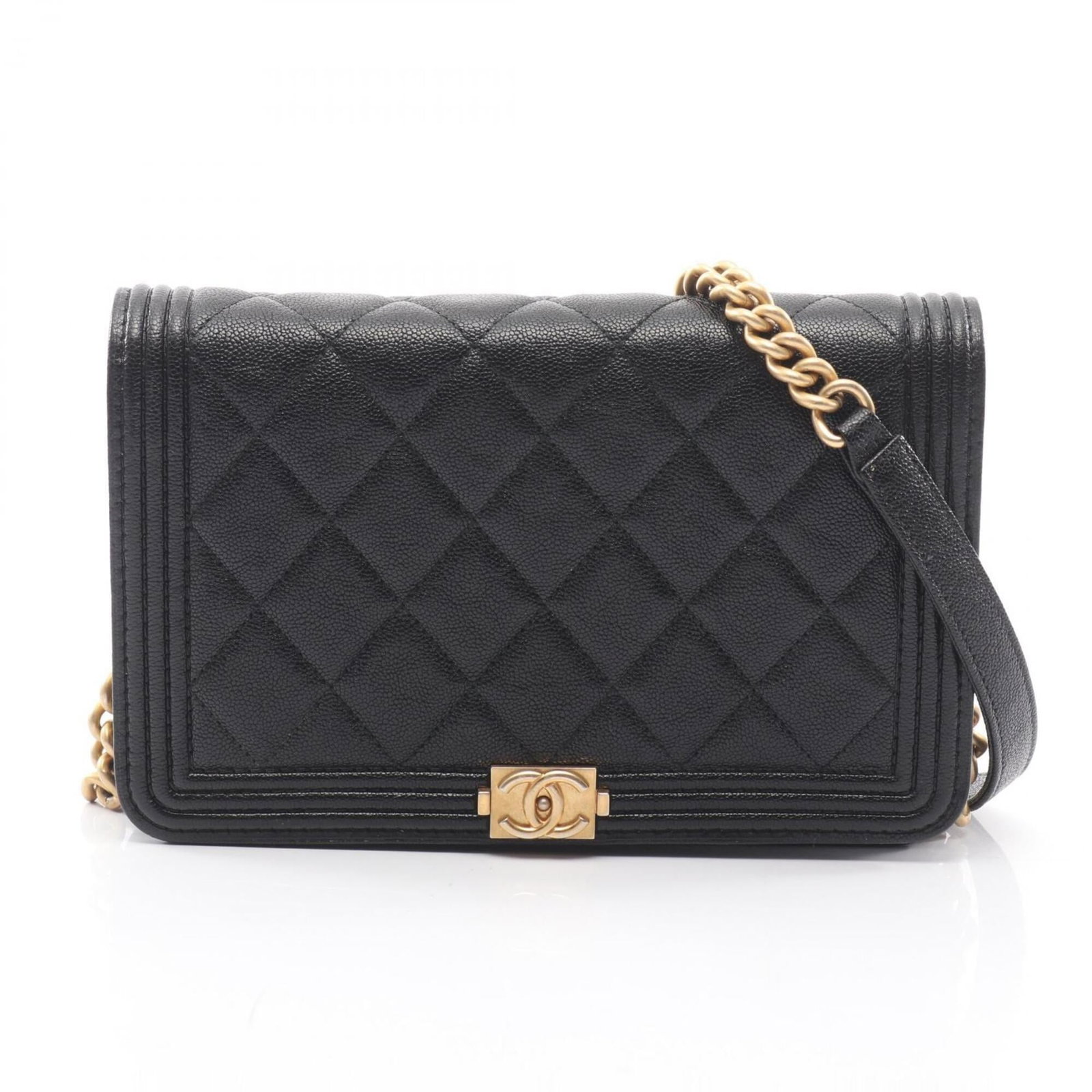 Chanel handbag calfskin shoulder bag: Chanel handbag calfskin shoulder bag Calfskin shoulder bag from Chanel, featuring grained calfskin material and a classic design. Measuring 12cm x 19cm x 4cm, it's in good condition with some minor