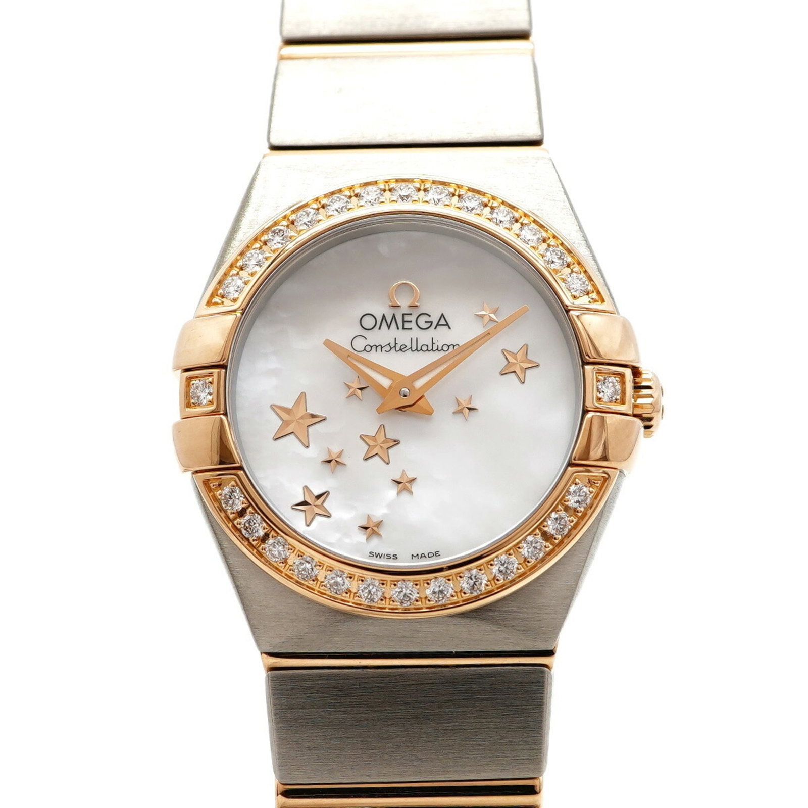 Wristwatch Omega: Wristwatch Omega Pink gold and stainless steel band, white dial, and 23.8mm case make up this Omega wristwatch in excellent condition, bearing a few traces of usage with some minor scratches and dirt