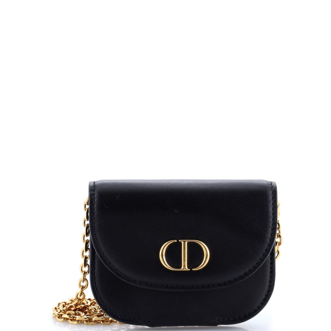Christian Dior 30 Montaigne Leather Pouch: Christian Dior 30 Montaigne Leather Pouch Christian Dior's 30 Montaigne Leather Pouch boasts sleek, sophisticated design with its black leather exterior and gold hardware. The removable strap adds a