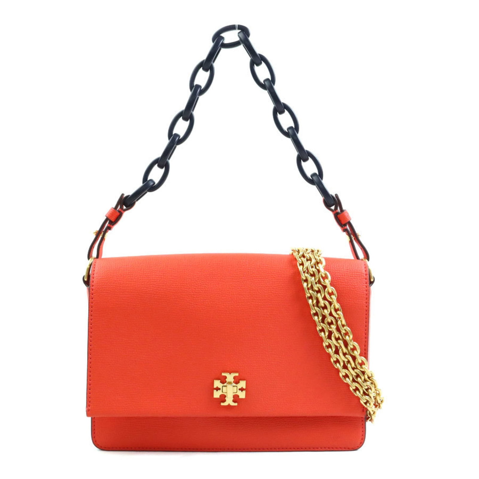 Shoulder Bag Handbag Leather Tory: Shoulder Bag Handbag Leather Tory This vibrant orange, orange-red leather shoulder bag from Tory Burch boasts a classic design with a timeless look. Measuring 16cm x 23.5cm x 4.5cm, it features a