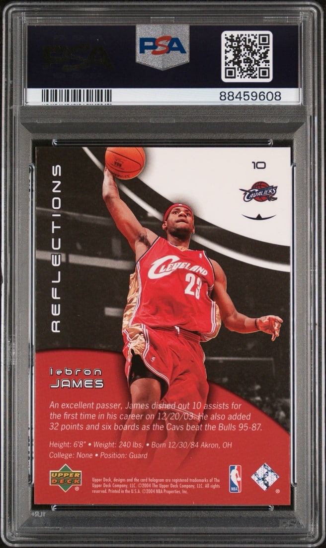 TRIPLE DIMENSIONS REFLECTIONS JAMES LEBRON #10 UPPER 2003 DECK PSA 9 - 2