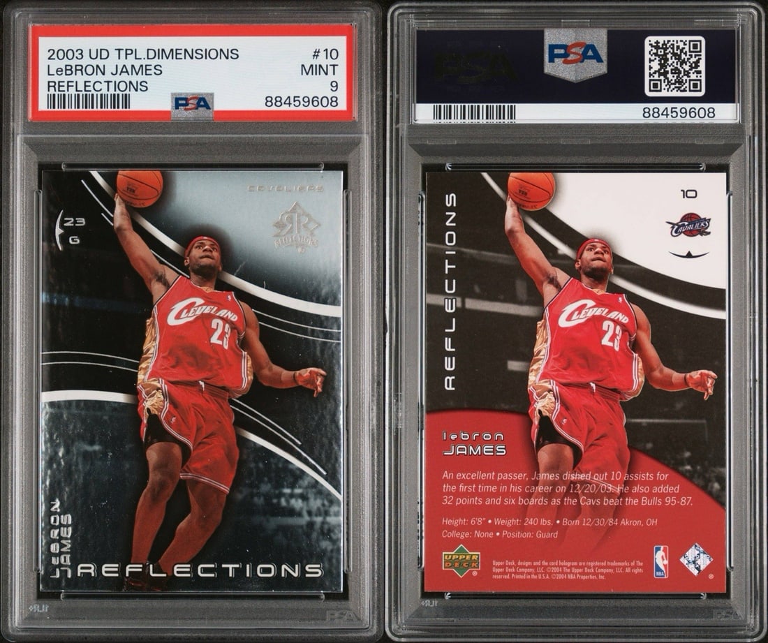 TRIPLE DIMENSIONS REFLECTIONS JAMES LEBRON #10 UPPER 2003 DECK PSA 9 - 3