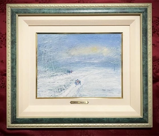 Andre Ingres Original Pastel Landscape Signed Framed Minimal Winter Scene Art (1 of 10)