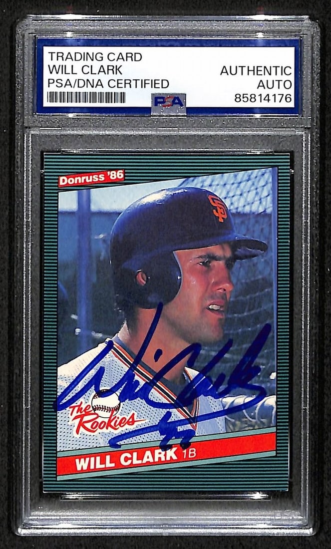 Clark Will 1986 Donruss Rookies Card Signed Auto PSA DNA Giants BA209413 (1 of 2)