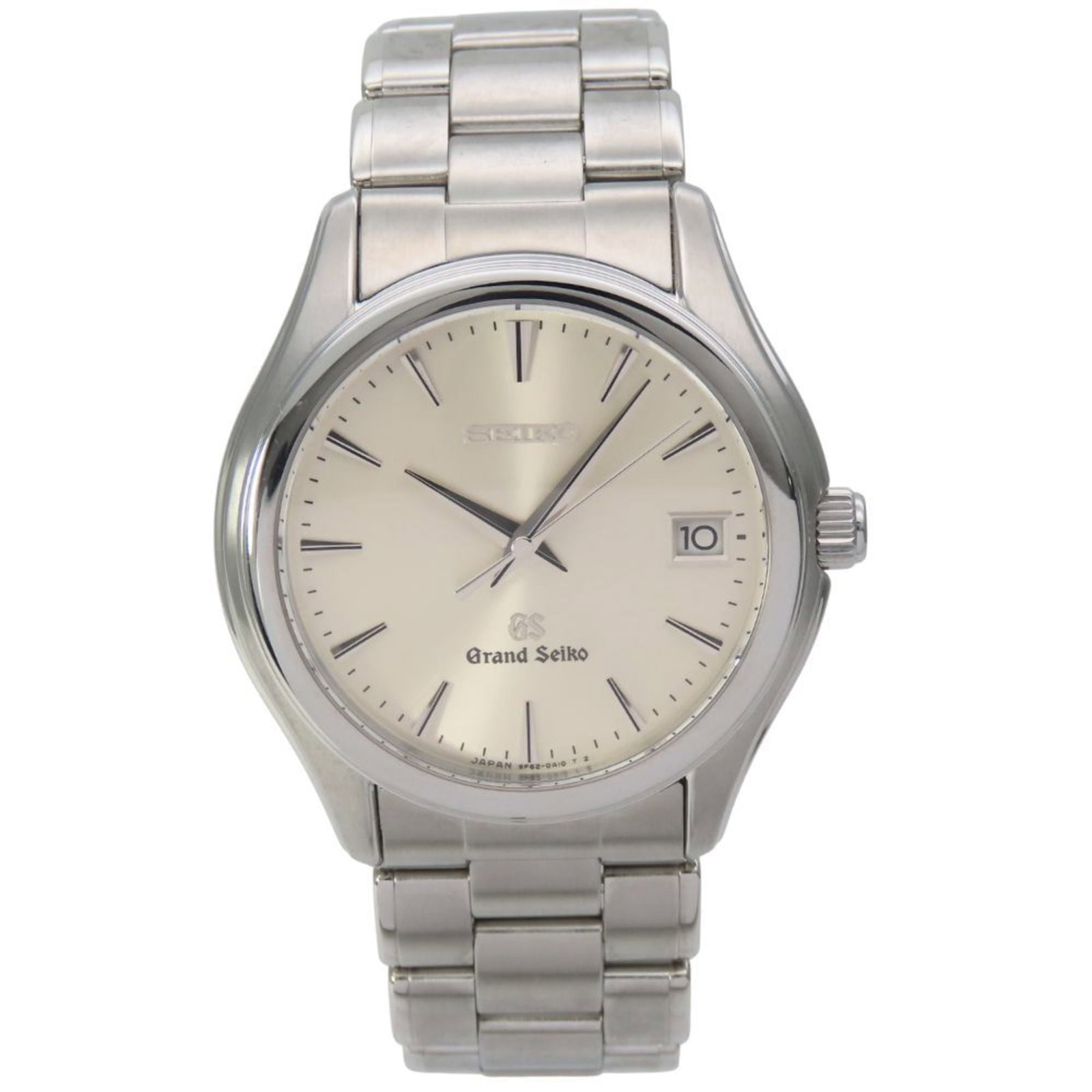 Wristwatch by Grand Seiko: Wristwatch by Grand Seiko Stainless steel case and band complement the sleek silver dial, creating a harmonious and timeless design. The 36mm size and 10mm thickness make it an elegant accessory for