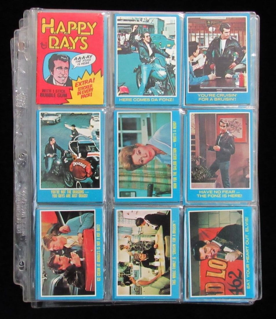 1976 Topps Happy Days Complete 44 Card Set 11 Stickers & Wrapper TV Show 197523: 1976 Topps Happy Days Complete 44 Card Set 11 Stickers & Wrapper TV Show 197523 The 1976 Topps Happy Days Complete 44 Card Set includes all 44 cards from the iconic TV show, along with 11 stickers
