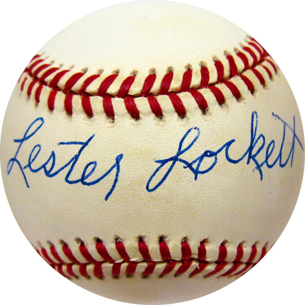 Lester Lockett Autographed Baseball: Lester Lockett Autographed Baseball Lester Lockett's blue pen signature adds a touch of authenticity to this baseball, making it a unique collectible for fans of the sport. The item bears a signed sig