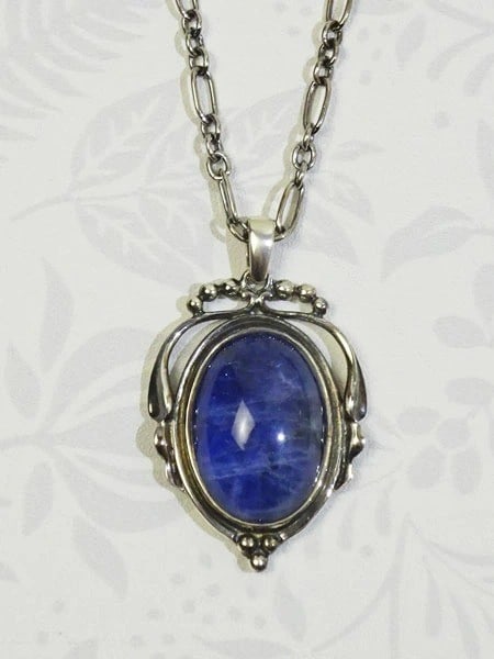 Georg Jensen 2017 Year Pendant Necklace Sodalite Plus Rock Crystal Doublet w/ Box (1 of 8)