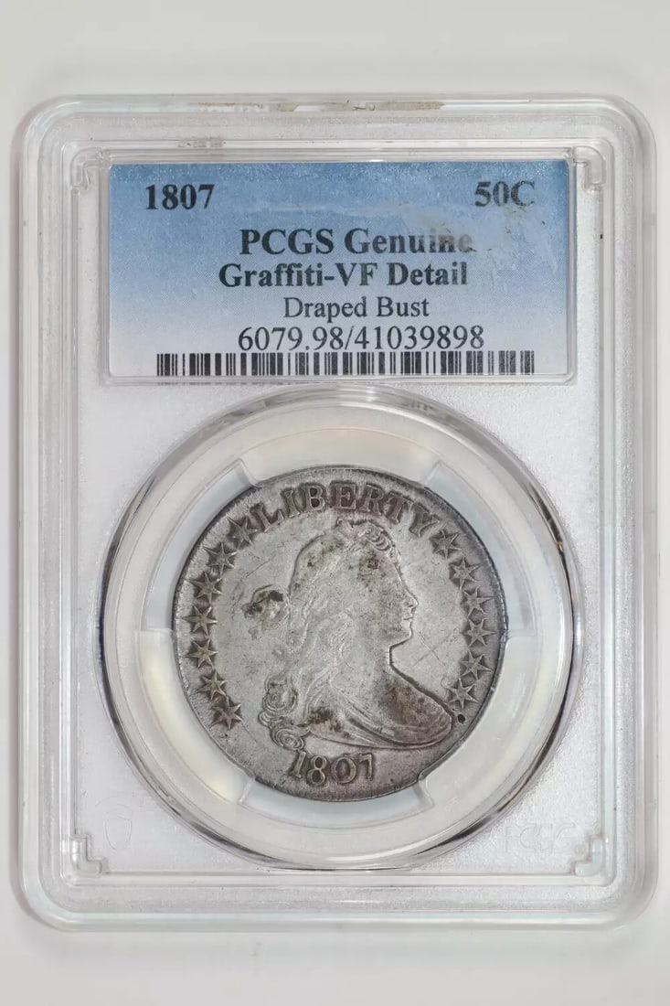 DRAPED BUST HALF DOLLAR DETAILS PCGS 1807 VF (1 of 2)