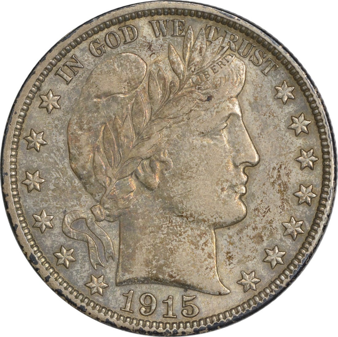 1915-D Barber Silver Half Dollar Choice AU Uncertified: 1915-D Barber Silver Half Dollar Choice AU Uncertified The 1915-D Barber Silver Half Dollar Choice AU Uncertified features a reeded edge and is composed of 90% silver and 10% copper, making it a uniqu