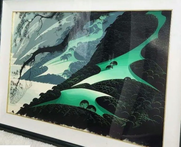 No Frame Eyvind Earle Green Big Sur Serigraph 1995 Signed ED200 Genuine Art (1 of 7)