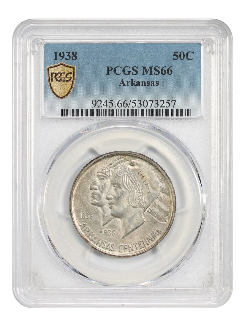 1938 50C Arkansas PCGS MS66 - Classic Silver Commemorative - Low Mintage Issue (1 of 5)