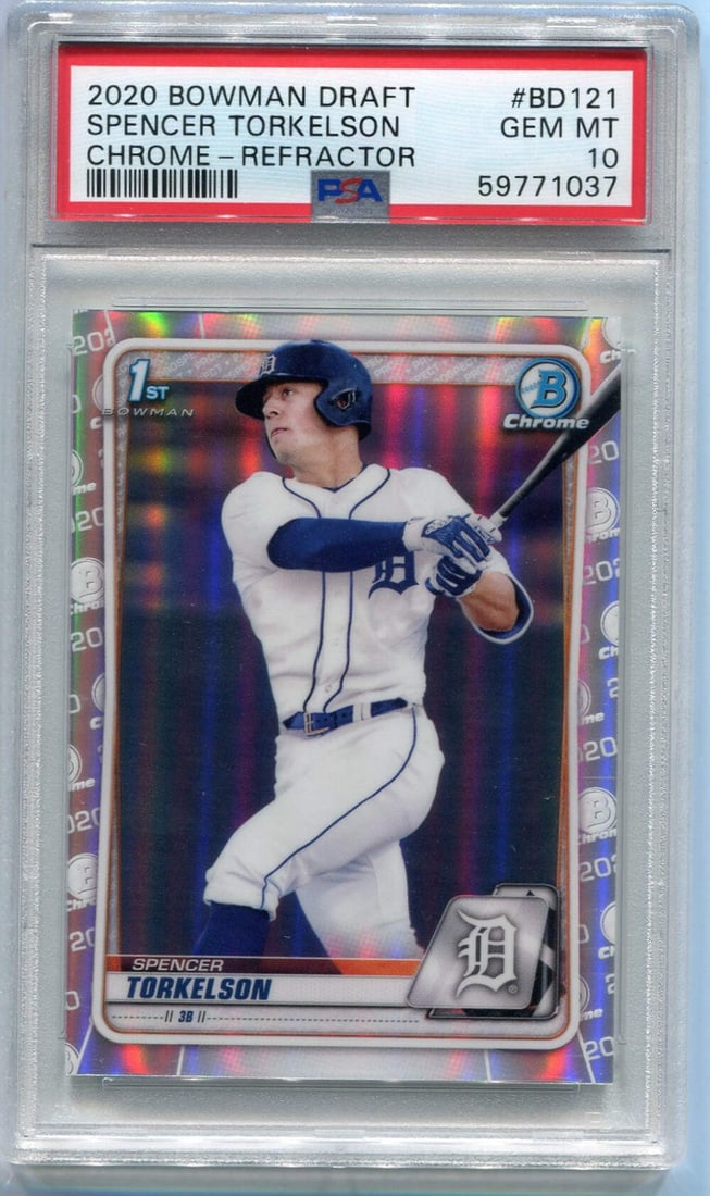 Spencer Torkelson 2020 Bowman Draft Chrome Refractor PSA Graded 10 RC BD121 (1 of 2)