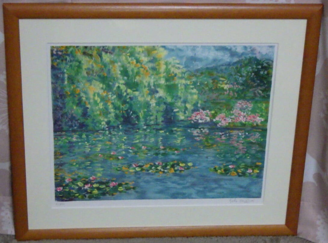 Nicole Gourdon Signed Lithograph Water Lily Pond French Art 6/ 350 (1 of 8)