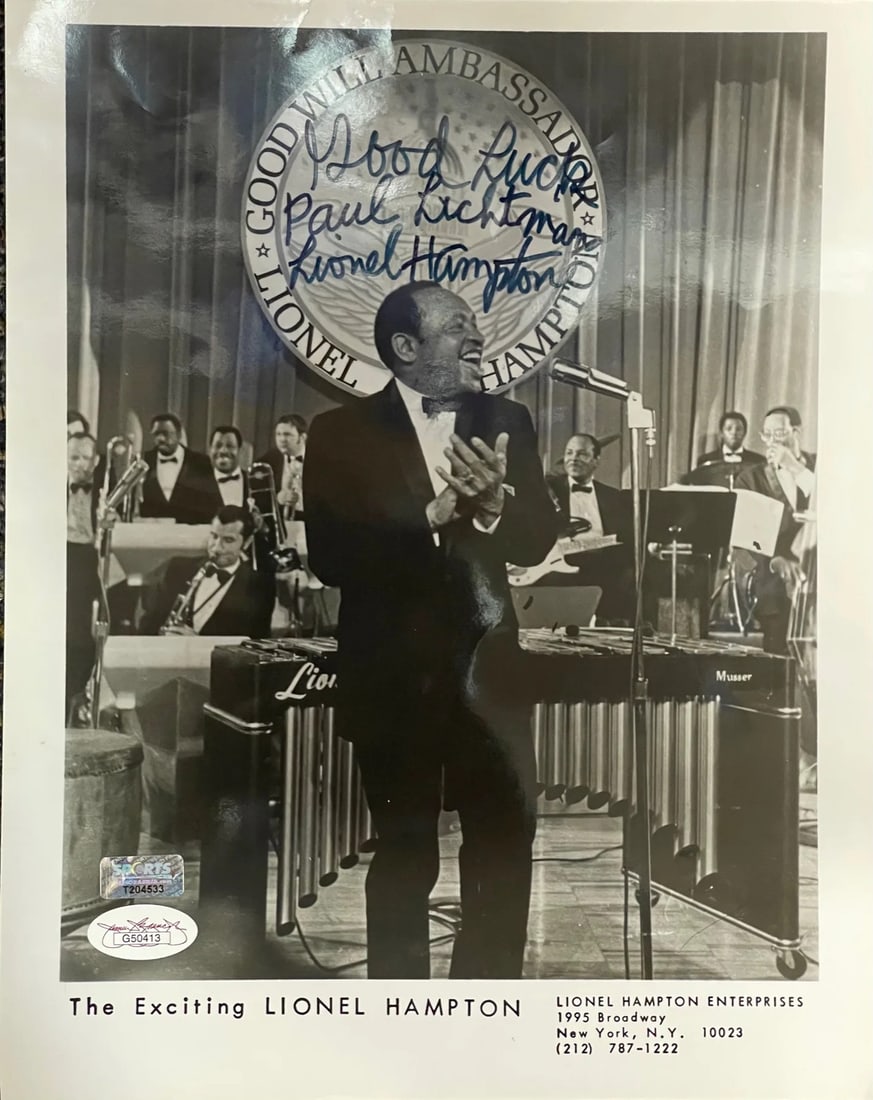 Lionel Hampton Signed 8x10 Photo (JSA): Lionel Hampton Signed 8x10 Photo (JSA) Item Specifics: Brand: James Spence Authentication (JSA) Lionel Hampton Signed 8x10 Photo.Signed in blue sharpie across the front of the photo with inscription