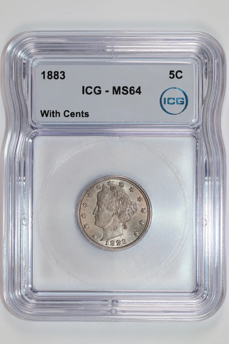 1883 WITH CENTS LIBERTY V NICKEL ICG MS64 (1 of 2)