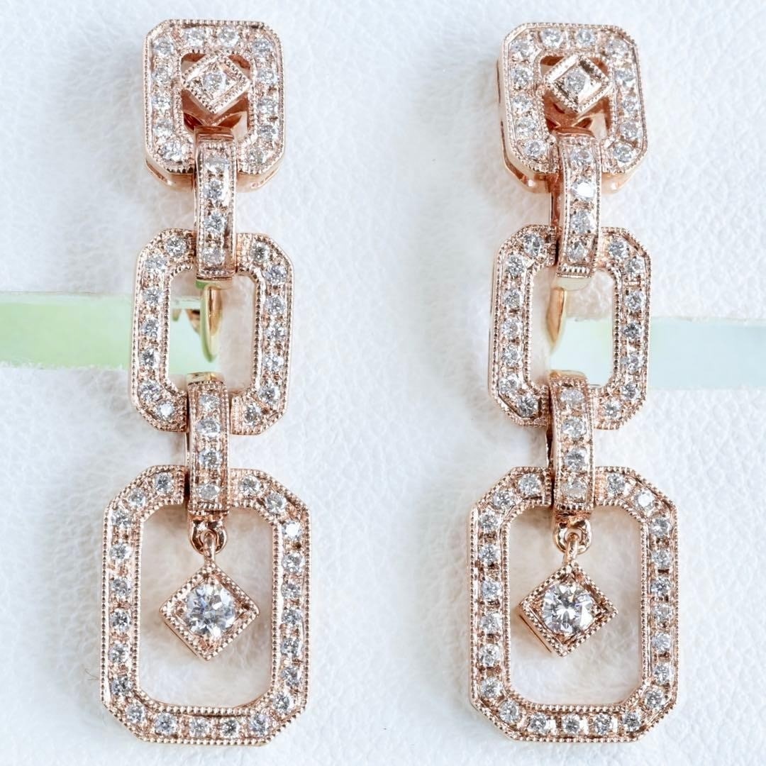 Carl Blackburn Diamond 0.42ct 18k Rose Gold Dangle Drop Earrings Milgrain: Carl Blackburn Diamond 0.42ct 18k Rose Gold Dangle Drop Earrings Milgrain Item Specifics: Antique: No Shape: Round Closure: Screw Back Occasion: Anniversary Birthday Christening Christmas Confirmation