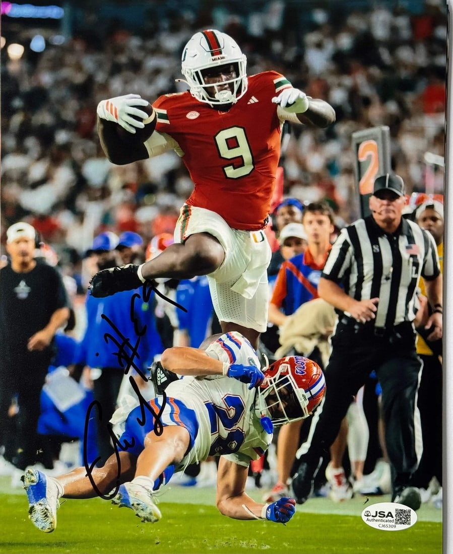 Lofton Autographed Hurricanes 8x10 Photo by Elija JSA: Lofton Autographed Hurricanes 8x10 Photo by Elija JSA Elija Lofton's sharpie signature adds a touch of personal flair to this official 8x10 photo, capturing a moment in time from his Miami Hurricanes 