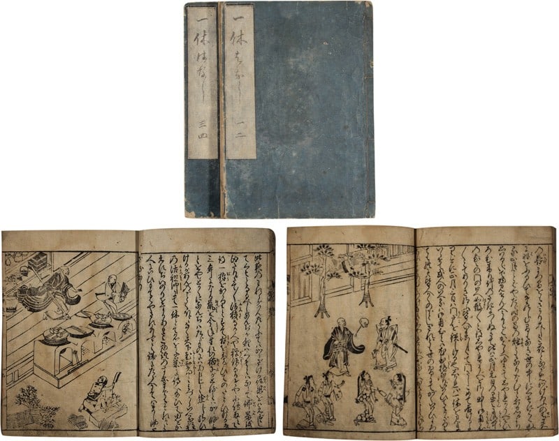 1668 Japanese Woodblock Illustrated Book Ikkyu banashi Tales of Ikkyu Set 2 Vols (1 of 1)