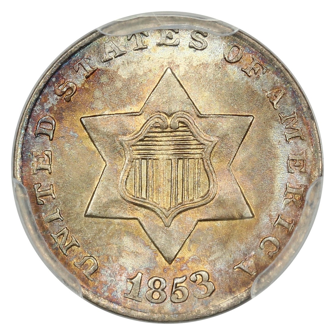 1853 3CS PCGS MS67 - Three Cent Silver - 3