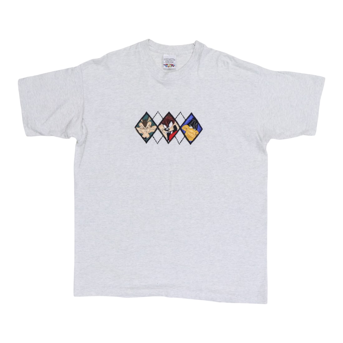 Looney Tunes Graphic Shirt 1990s: Looney Tunes Graphic Shirt 1990s Gray 100% Cotton Looney Tunes Graphic Shirt from the 1990s. This vintage embroidered shirt features a front graphic and measures 30" in length, with a 23" chest