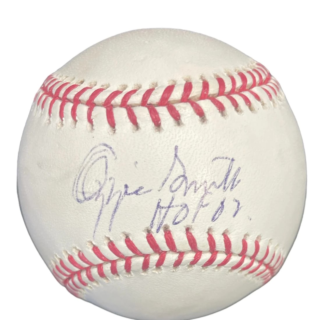 Smith Ozzie Autographed Official Major League Baseball JSA: Smith Ozzie Autographed Official Major League Baseball JSA Ozzie Smith's iconic blue pen signature adorns the sweet spot of an official Major League Baseball, adding a touch of nostalgia to this