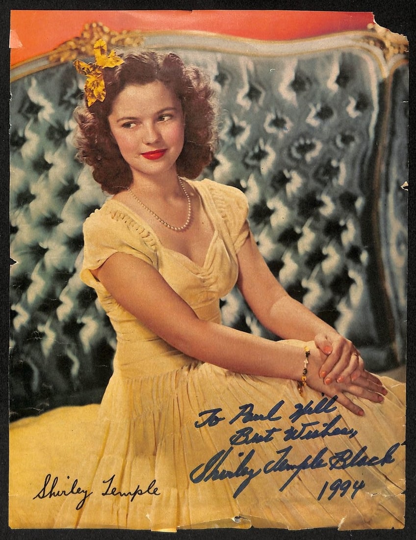 Shirley Temple Actor Signed/ Inscribed Vintage 8x10 Magazine Photo PSA/ DNA 196900: Shirley Temple Actor Signed/ Inscribed Vintage 8x10 Magazine Photo PSA/ DNA 196900 This vintage 8x10 magazine photo features Shirley Temple, the beloved child actress who charmed audiences in films
